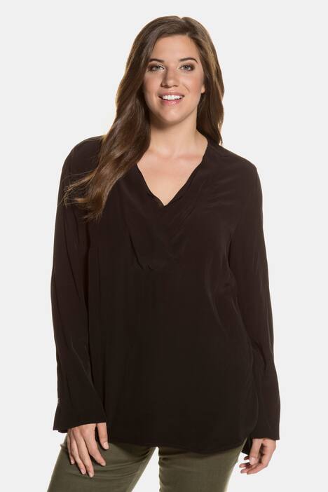 Tunika, Chiffon-Einsatz, V-Ausschnitt, hinten länger