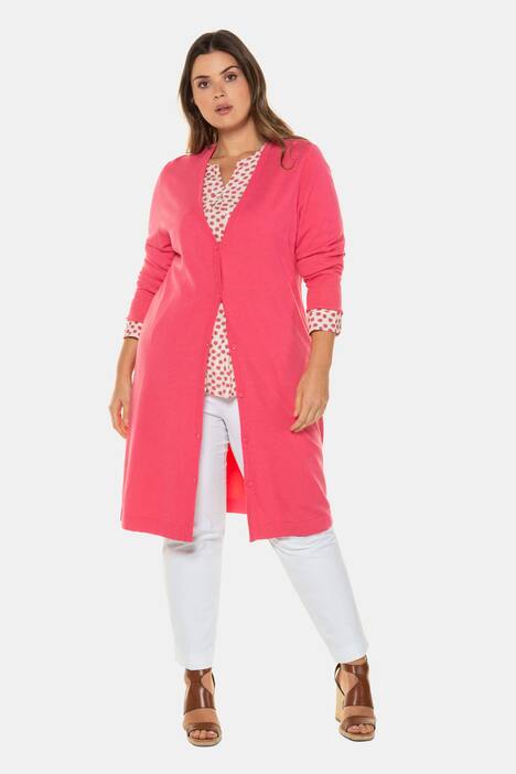 Longcardigan, glatter Feinstrick, A-Linie, selection