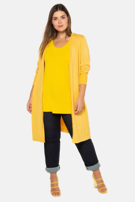 Longcardigan, glatter Feinstrick, A-Linie, selection