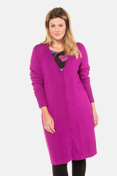Longcardigan, glatter Feinstrick, A-Linie, selection