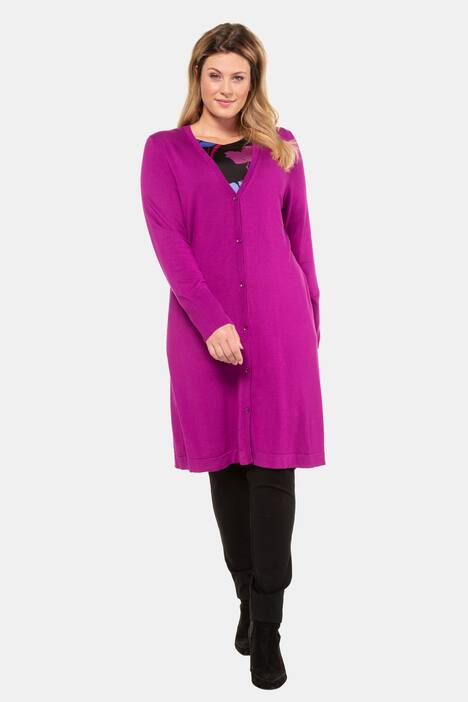 Longcardigan, glatter Feinstrick, A-Linie, selection