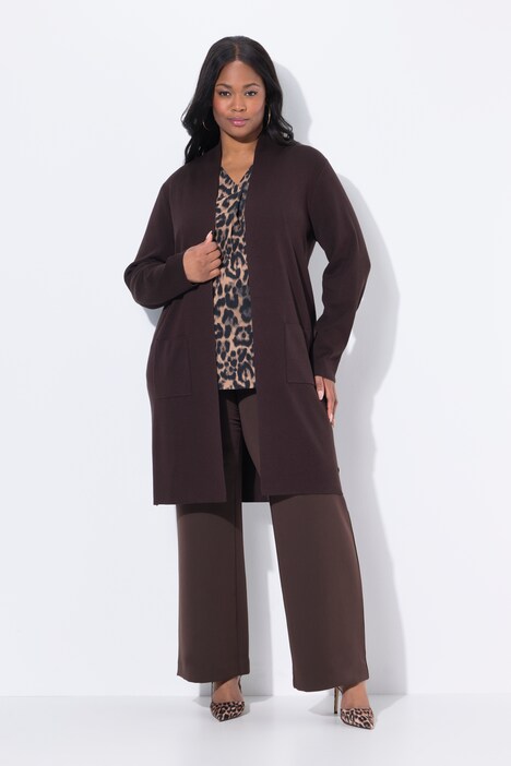 Cardigan, lange, open model, zacht fijn breiwerk
