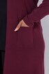 Strickjacke, lange, offene Form, Stehkragen, Langarm