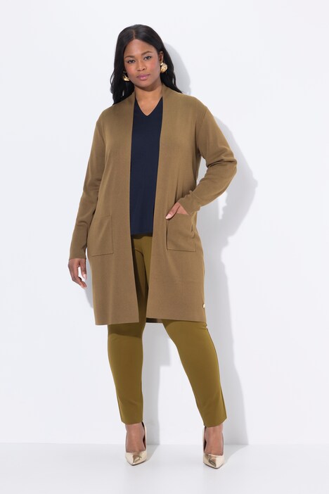 Cardigan, lange, open model, zacht fijn breiwerk