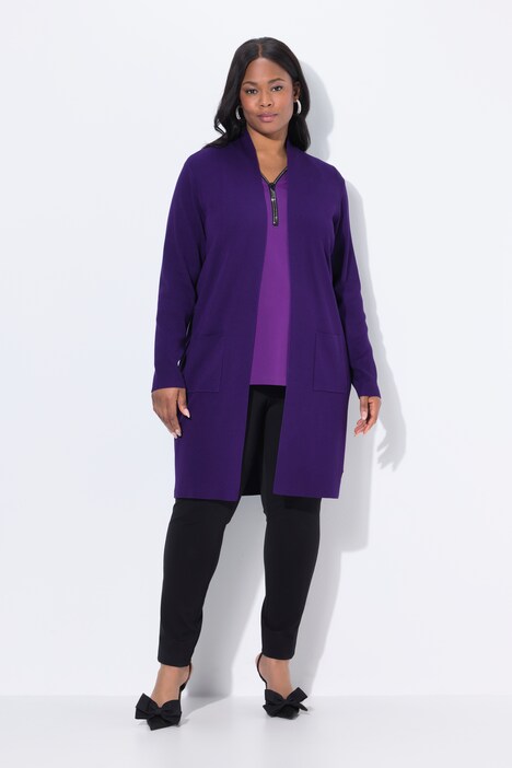 Cardigan, lange, open model, zacht fijn breiwerk