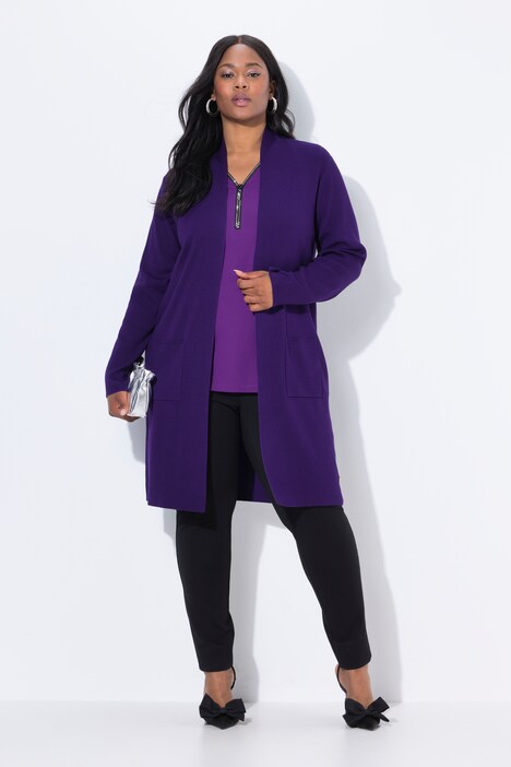 Cardigan, lange, open model, zacht fijn breiwerk