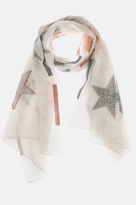 Red and Navy Star Print Cotton Scarf