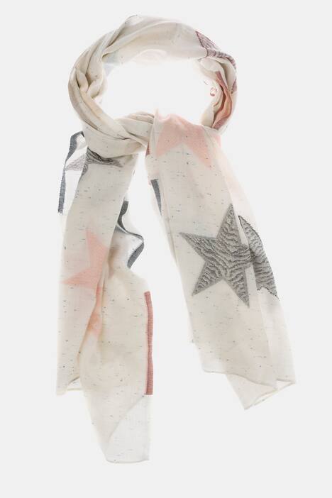 Red and Navy Star Print Cotton Scarf