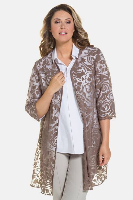 Longjacke, transparent, offene Form, selection