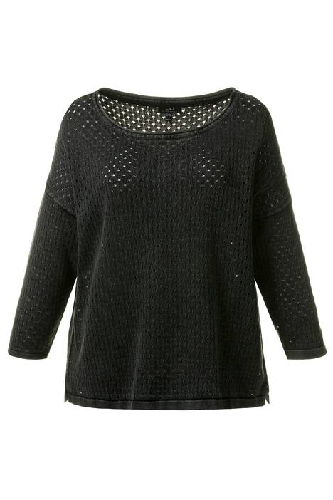 Pullover, Ajourmuster, Oversized, Rollkante