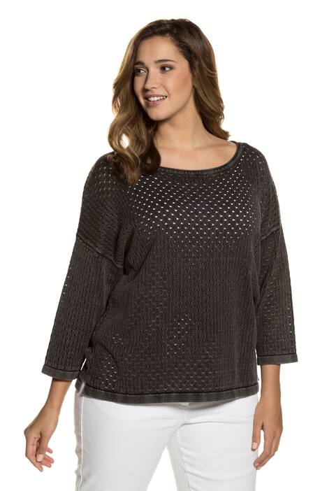 Pullover, Ajourmuster, Oversized, Rollkante