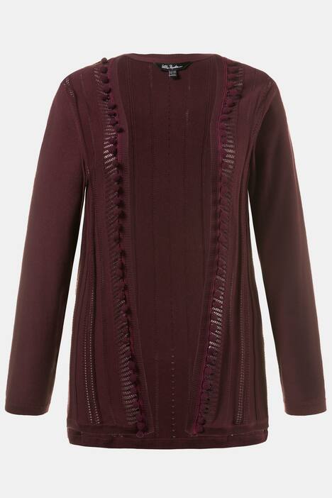 Cardigan, Ajourstrick, Oversized, Quastenband