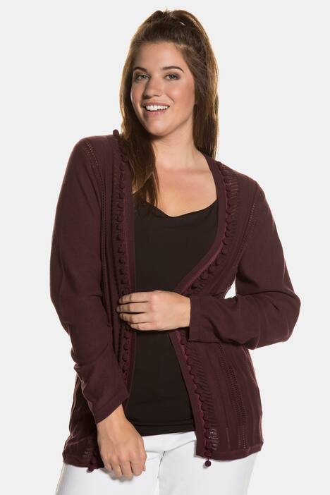 Cardigan, Ajourstrick, Oversized, Quastenband