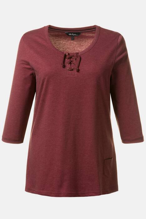 Shirt, Schnürung, Slim, meliert, 3/4-Arm