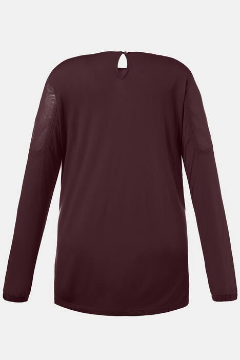 Mixed Fabric Lace Empire Long Sleeve Top
