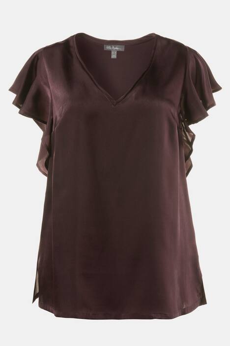 Flutter Short Sleeve V-Neck Blouse