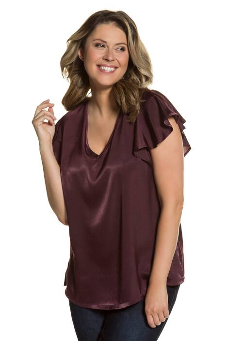 Flutter Short Sleeve V-Neck Blouse