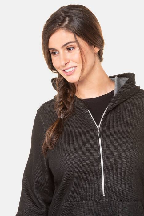 Kangaroo Pocket Ribbed Metallic Sweatshirt Dress