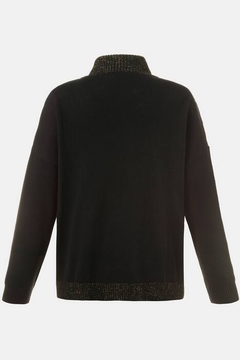 Cardigan, Metallic-Effekt, Jacquard-Strick, Stehkragen