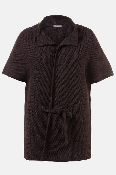 Cardigan, Metallic-Effekt, Taillen-Bindeband, Kragen