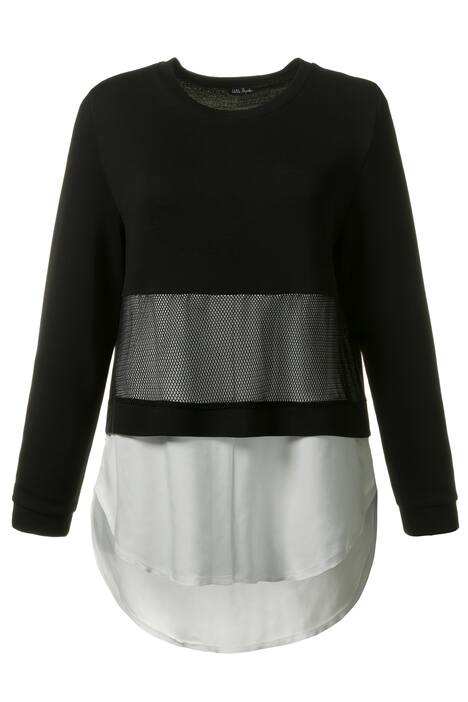 Sweatshirt, Mesheinsatz, 2-in-1-Look, Blusensaum