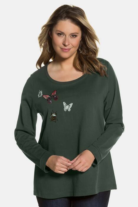 Sequin Butterfly Cotton Long Sleeve Sweatshirt