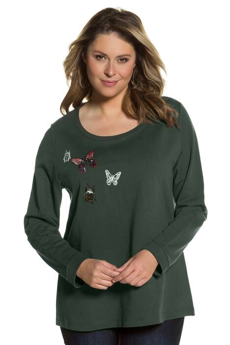 Sequin Butterfly Cotton Long Sleeve Sweatshirt