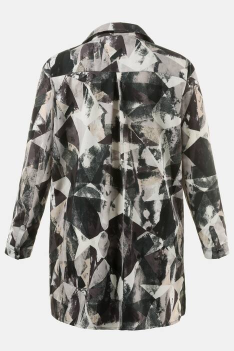 Longbluse, gemustert, Oversized, hinten länger