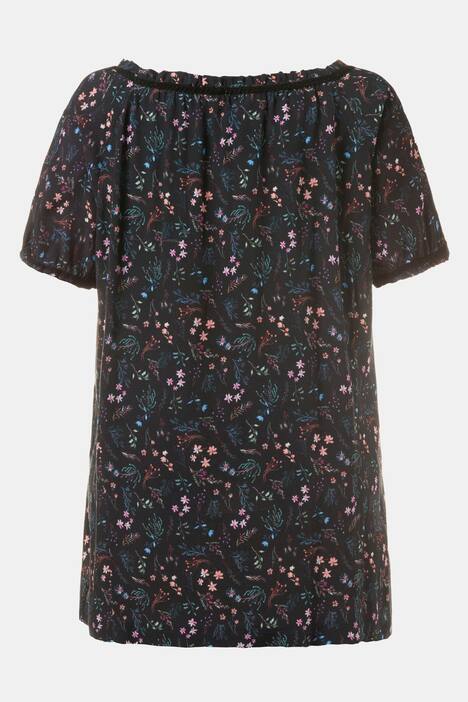 Dirndl Floral Print Viscose Short Sleeve Blouse