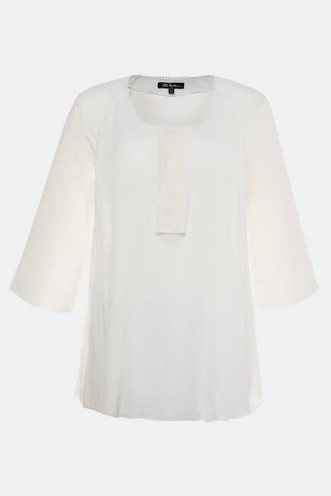 Crepe Lace Front Inset Raglan Sleeve Blouse