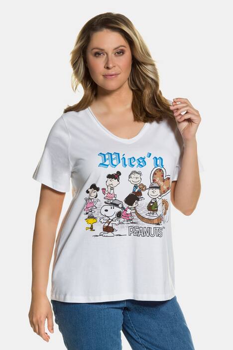 T-Shirt, 'Peanuts'-Wiesnmotiv, V-Ausschnitt, Rollkante