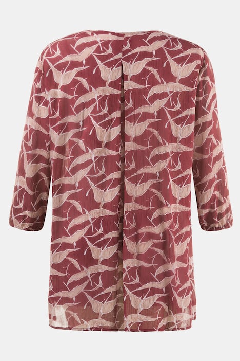Graphic Bird Print Smocked Yoke Viscose Blouse