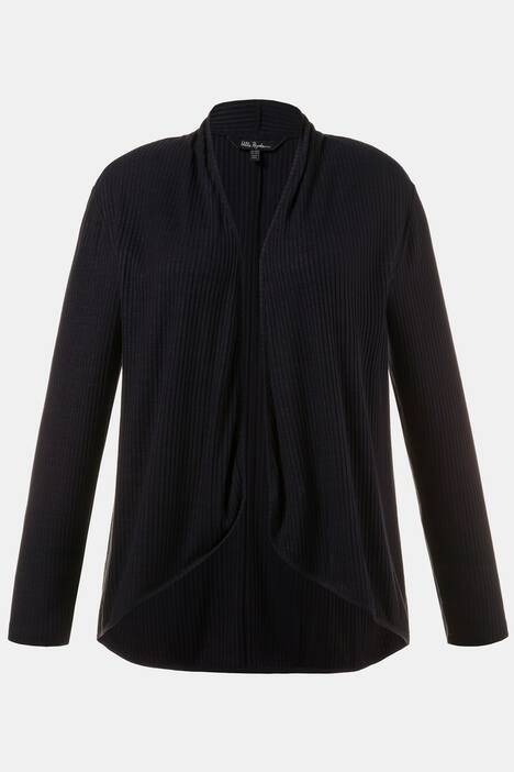 Shirtjacke, Rippjersey, offene Form, Langarm