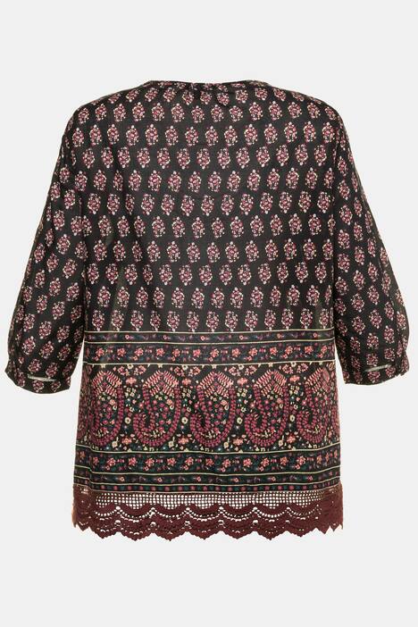 Tunika, Paisley-Mustermix, Spitzenbesatz, Bindeband