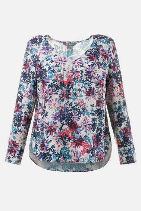 Bluse, Blütenmuster, Relaxed, hinten länger