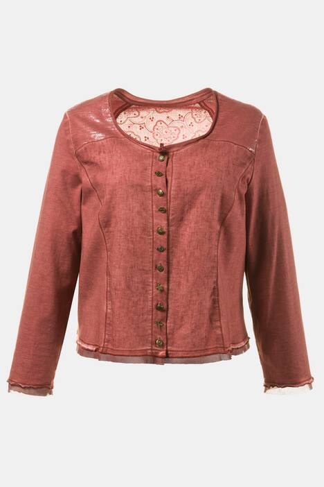 Sweatjacke, kurze Form, oil dyed, Leinenoptik