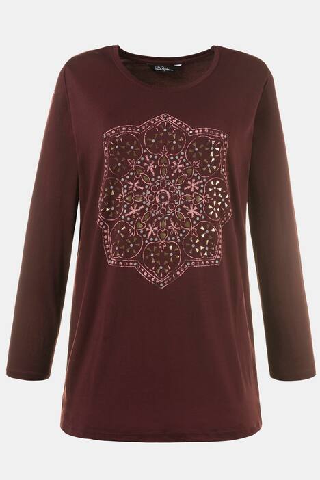 Shirt, Metallic-Ornament, Langarm, Stretchkomfort