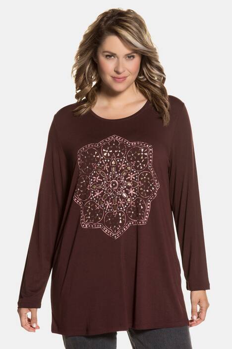Shirt, Metallic-Ornament, Langarm, Stretchkomfort
