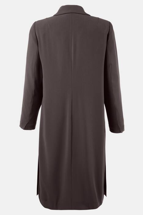 Notch Collar Button Front Long Lined Coat