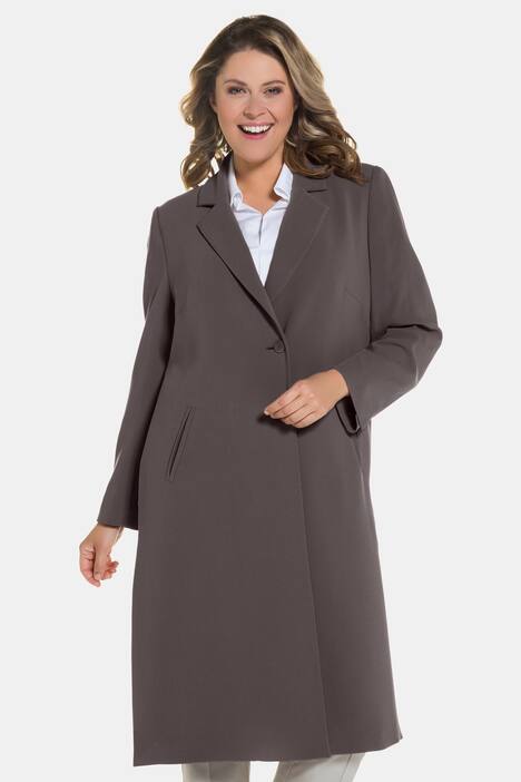 Notch Collar Button Front Long Lined Coat