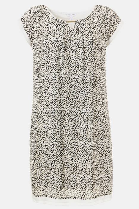 Kleid, doppellagig, Zierfalten, Animalmuster, Chiffon