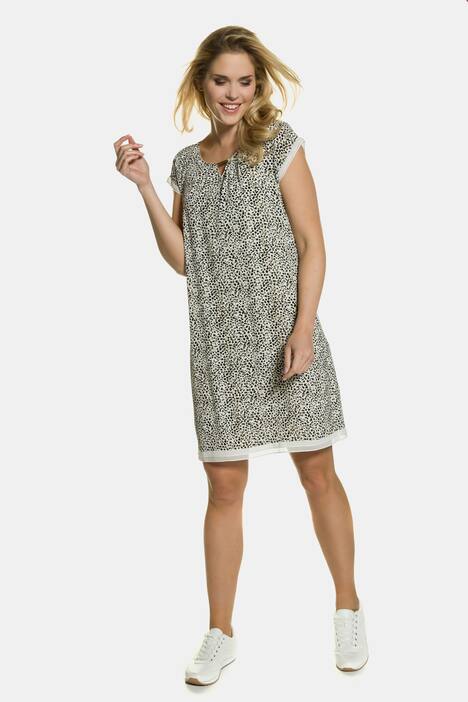 Kleid, doppellagig, Zierfalten, Animalmuster, Chiffon