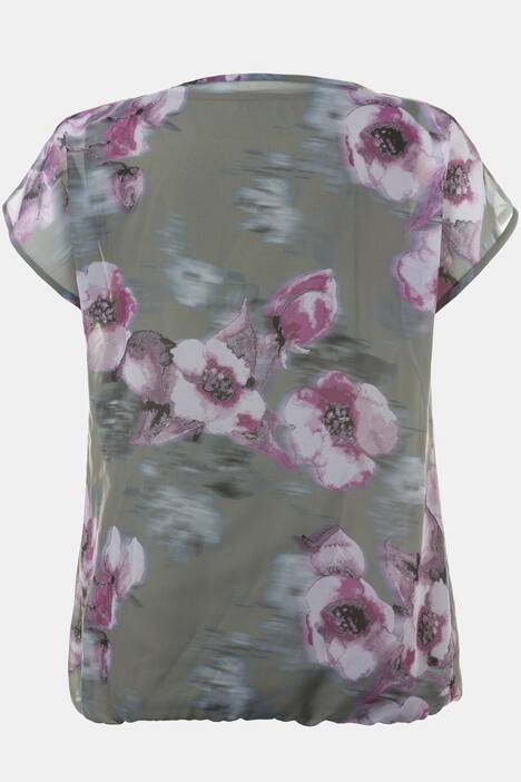 Shirtbluse, Blumenmuster, integriertes Top, Elastiksaum
