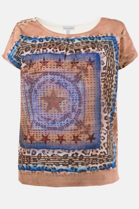 T-Shirt, Carree-Design, U-Boot-Ausschnitt, Jersey-Rücken