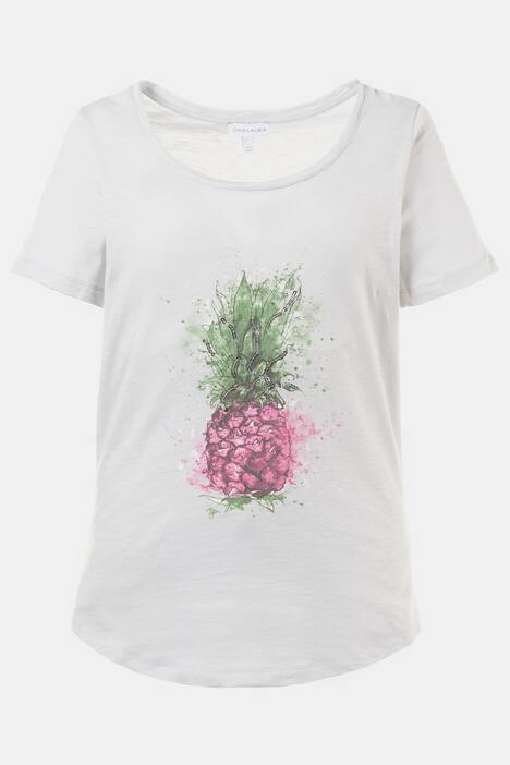 T-Shirt, Ananas-Motiv, Pailletten, reine Baumwolle