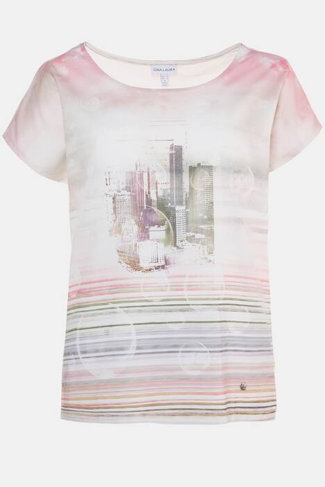 T-Shirt, Streifen, Relaxed, Skyline, U-Boot-Ausschnitt