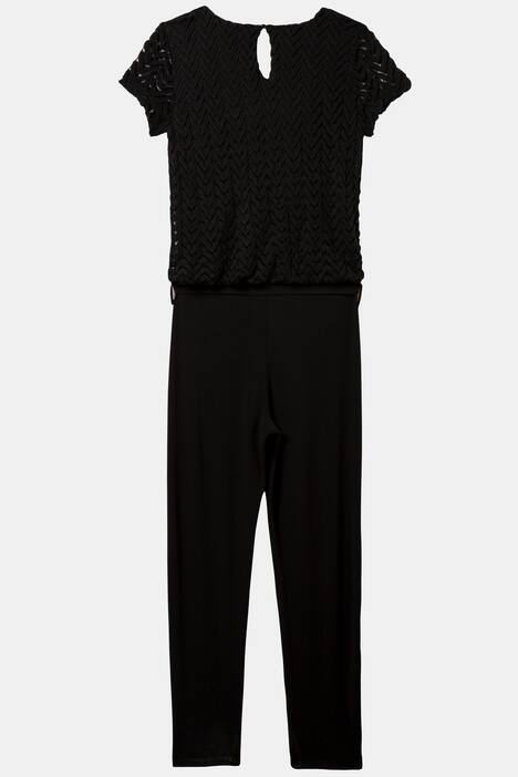 Jumpsuit, Wasserfallausschnitt, Zackenjersey