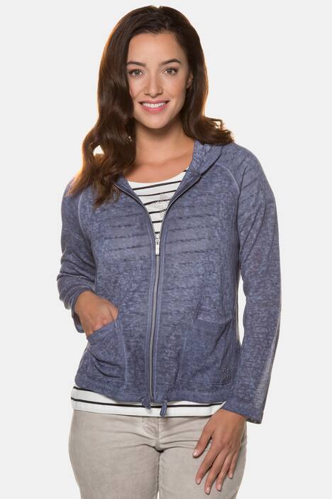 Strickjacke, Glitzerstern, Kaltfärbung, Kapuze