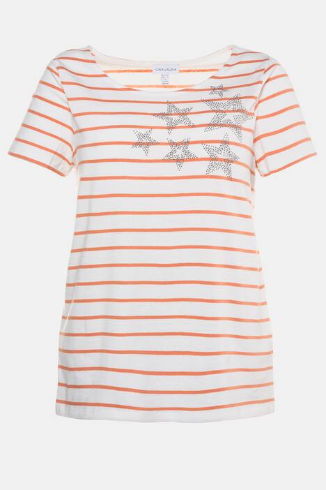 Ringelshirt, Glitzer-Sterne, U-Boot-Ausschnitt