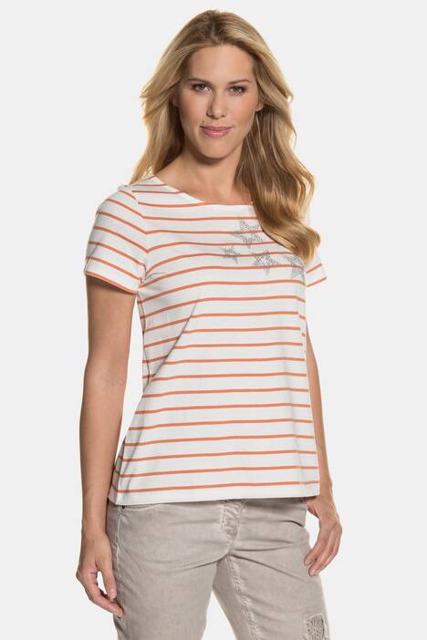 Ringelshirt, Glitzer-Sterne, U-Boot-Ausschnitt